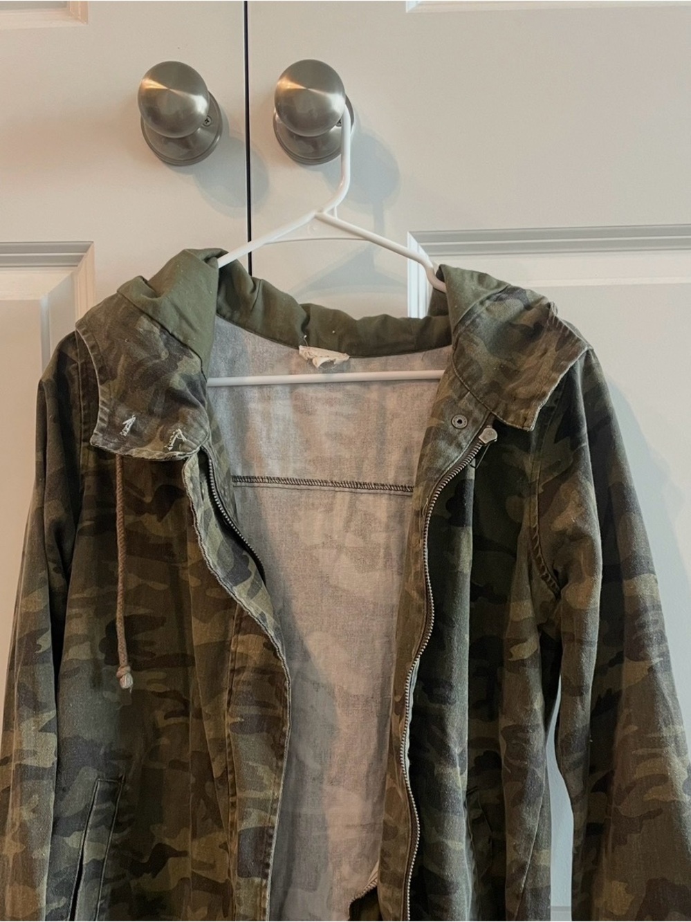 Camo Hooded Utility Jacket - Olive Green